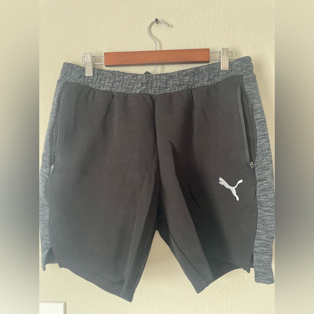 Puma Men's Athletic Shorts in Black and Gray